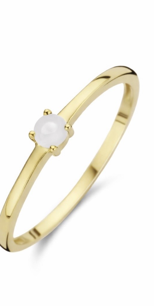 Moedermelk - Ring - ronde edelsteen - 14 karaat goud