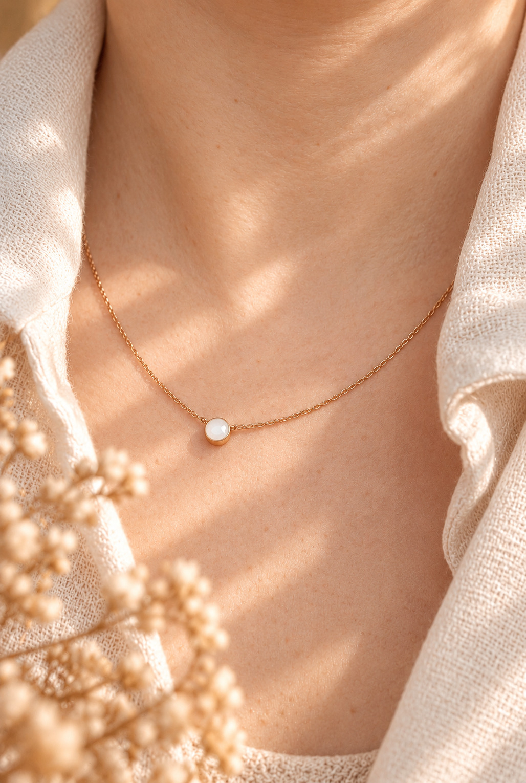 Moedermelk - Ketting - open steen - 14kt